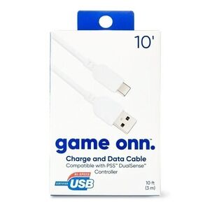 Onn 10' USB-C to USB-A Charge and Data Cable for PS5 DualSense Controller 10ft
